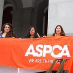 Genete & Christina hold an ASPCA sign during a press conference at Animal Lobby Day in Sacramento, CA. (Feb. 2009) 
