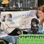 Leslie & Katie help promote Gretta during the Centennial parade. 